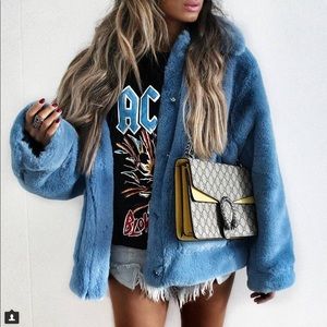 H&M Faux Fur Jacket Beautiful Blue Bloggers’ Love